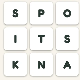 A Fredle puzzle: a three-by-three grid of letters